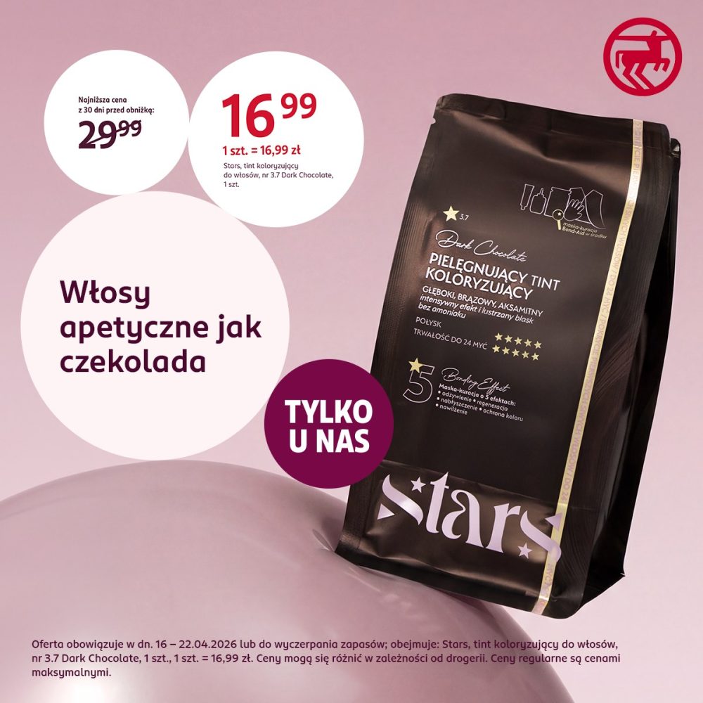 Grafika promocyjna prezentująca produkt marki Stars, tint do włosów, w promocyjnej cenie 16,99zł.