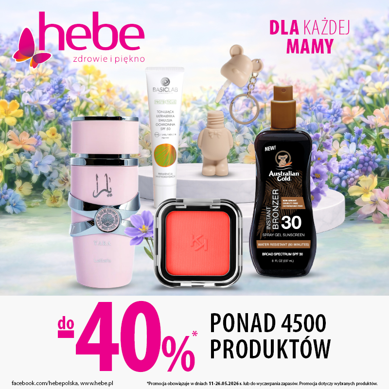 grafika promocyjna Hebe promocje -40% na Dzień Mamy