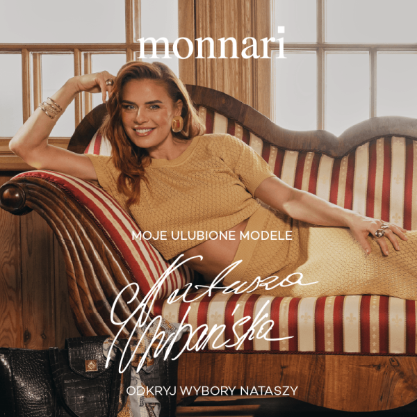 Рекламна графіка для бренду Monnari. Наташа Урбанська відкидається на шезлонгу, рекламуючи свої улюблені моделі.